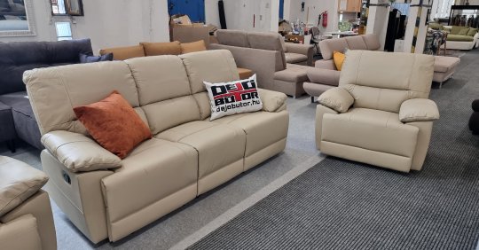ZOÉ 3+2+1szem. kanapék, ülőgarnitúra | BEIGE Bőr 5 db TV relax üléssel